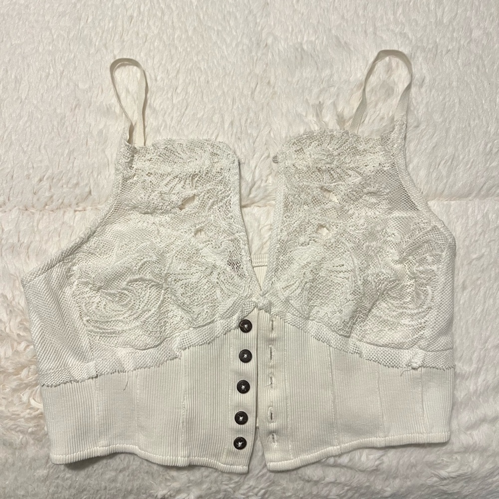 Free People Elegant White Lace Women's Top